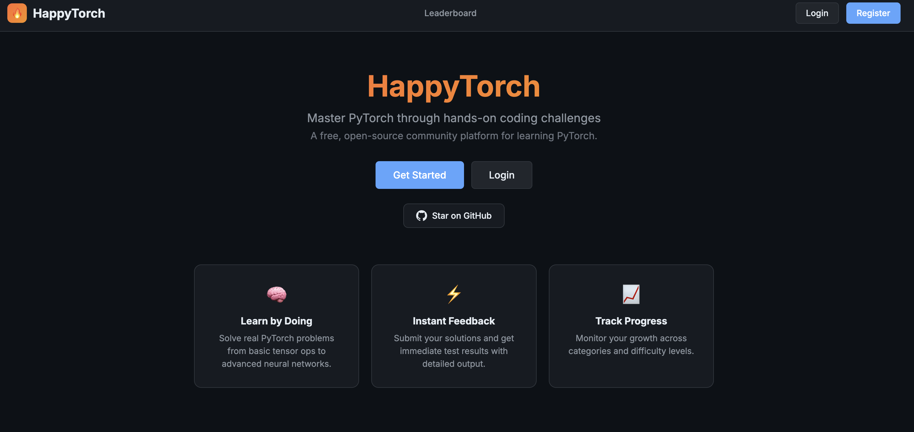HappyTorch platform screenshot